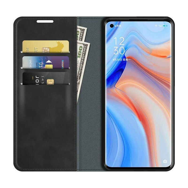 θηκη κινητου Oppo Find X3 Neo Θήκη Flip Εφέ Silky Touch Leather